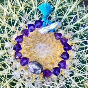 Lady Daisy diamond Ganesh & amethyst bracelet